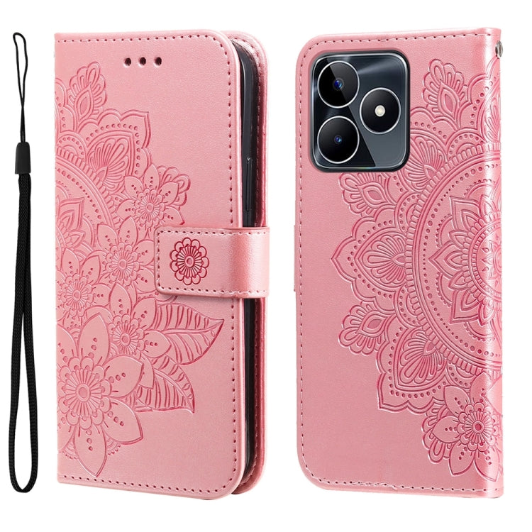 Seven-petal Flowers Embossing Leather Phone Case, For Realme C67 / 11 5G Taiwan Version, For Realme 11 4G Global, For Realme C53 / Narzo N53, For Realme 11