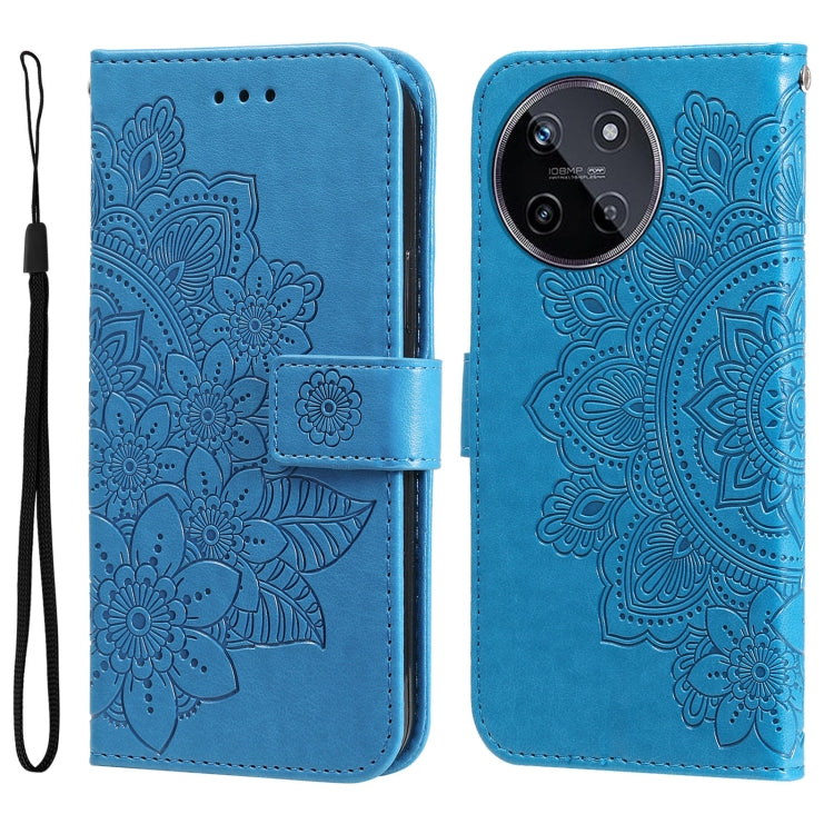 Seven-petal Flowers Embossing Leather Phone Case, For Realme C67 / 11 5G Taiwan Version, For Realme 11 4G Global, For Realme C53 / Narzo N53, For Realme 11
