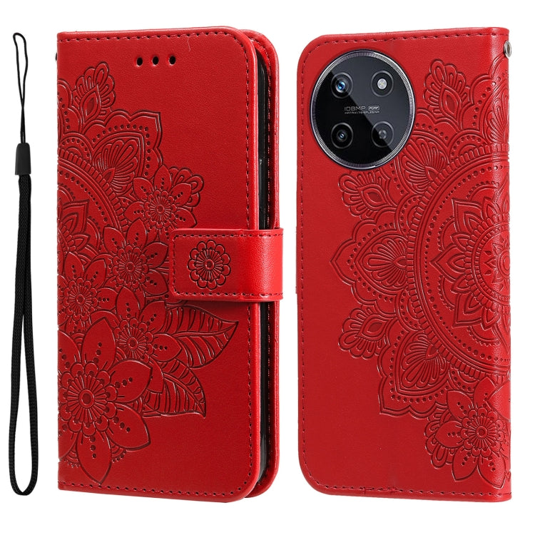 Seven-petal Flowers Embossing Leather Phone Case, For Realme C67 / 11 5G Taiwan Version, For Realme 11 4G Global, For Realme C53 / Narzo N53, For Realme 11