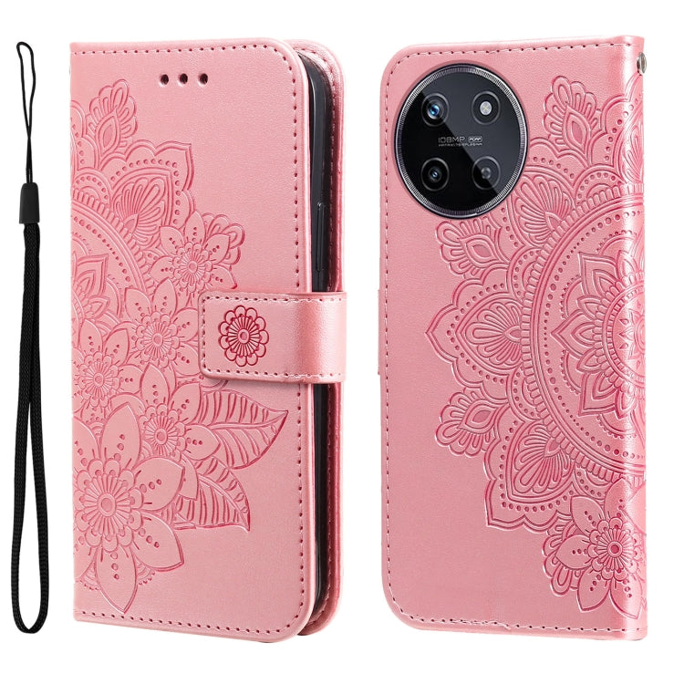 Seven-petal Flowers Embossing Leather Phone Case, For Realme C67 / 11 5G Taiwan Version, For Realme 11 4G Global, For Realme C53 / Narzo N53, For Realme 11