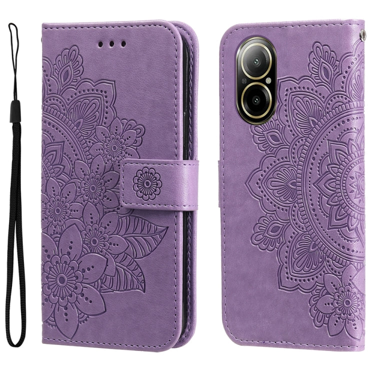 Seven-petal Flowers Embossing Leather Phone Case, For Realme 12 5G, For Realme 12+, For Realme 12 Pro+, For Realme C67 4G Global