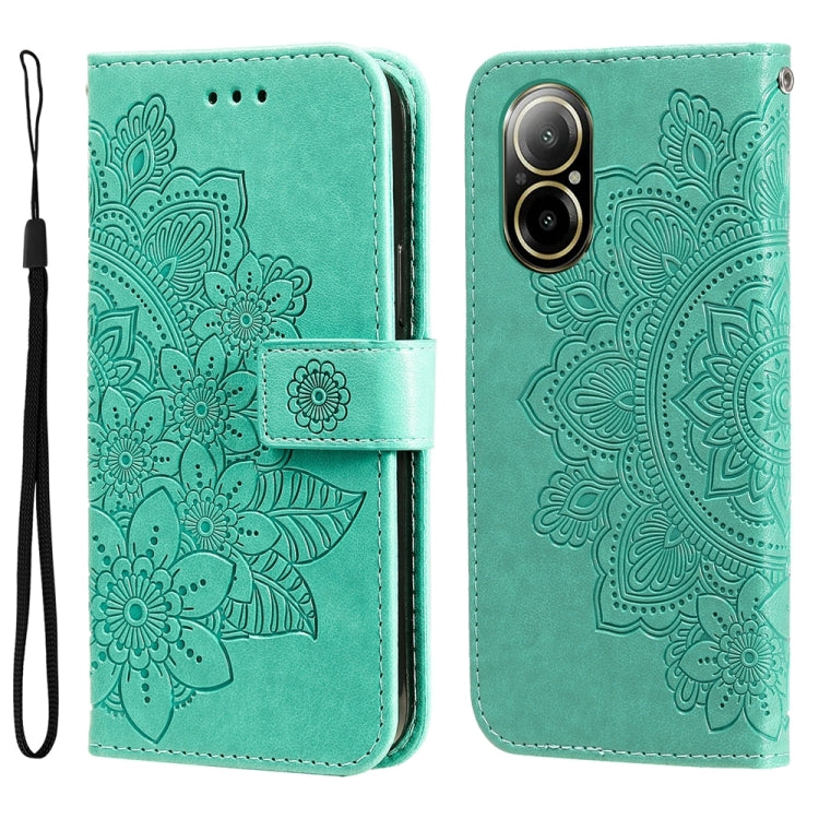 Seven-petal Flowers Embossing Leather Phone Case, For Realme 12 5G, For Realme 12+, For Realme 12 Pro+, For Realme C67 4G Global