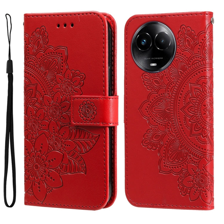 Seven-petal Flowers Embossing Leather Phone Case, For Realme C67 / 11 5G Taiwan Version, For Realme 11 4G Global, For Realme C53 / Narzo N53, For Realme 11
