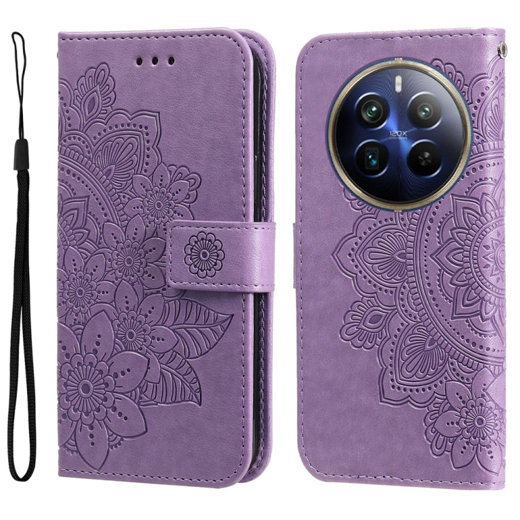 Seven-petal Flowers Embossing Leather Phone Case, For Realme 12 5G, For Realme 12+, For Realme 12 Pro+, For Realme C67 4G Global
