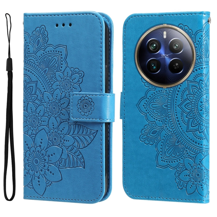 Seven-petal Flowers Embossing Leather Phone Case, For Realme 12 5G, For Realme 12+, For Realme 12 Pro+, For Realme C67 4G Global