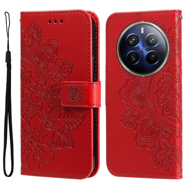 Seven-petal Flowers Embossing Leather Phone Case, For Realme 12 5G, For Realme 12+, For Realme 12 Pro+, For Realme C67 4G Global