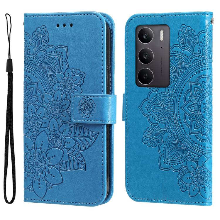 Seven-petal Flowers Embossing Leather Phone Case, For Realme 15T 5G, For Realme Narzo 80 Lite 4G / C71 India, For Realme 15 5G / Realme 15 Pro 5G, For Realme C71 4G / C75 4G / 5G / 14x