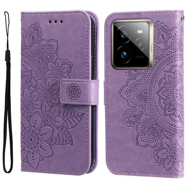 Seven-petal Flowers Embossing Leather Phone Case, For Realme 14 Global, For Realme 14 Pro+ Global, For Realme 14 Pro Global, For Realme GT 7 Pro
