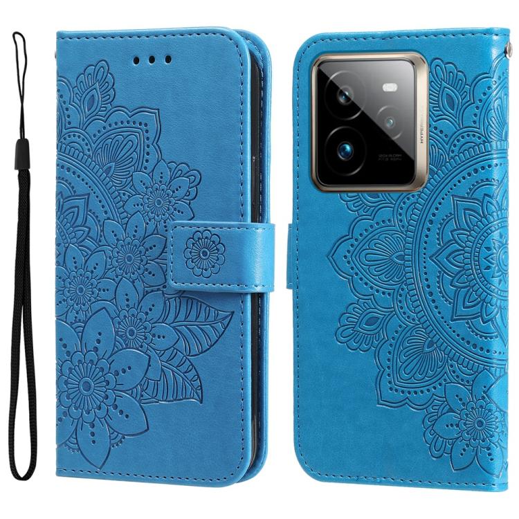 Seven-petal Flowers Embossing Leather Phone Case, For Realme 14 Global, For Realme 14 Pro+ Global, For Realme 14 Pro Global, For Realme GT 7 Pro