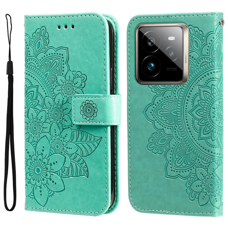 Seven-petal Flowers Embossing Leather Phone Case, For Realme 14 Global, For Realme 14 Pro+ Global, For Realme 14 Pro Global, For Realme GT 7 Pro