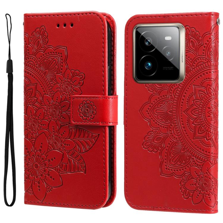 Seven-petal Flowers Embossing Leather Phone Case, For Realme 14 Global, For Realme 14 Pro+ Global, For Realme 14 Pro Global, For Realme GT 7 Pro