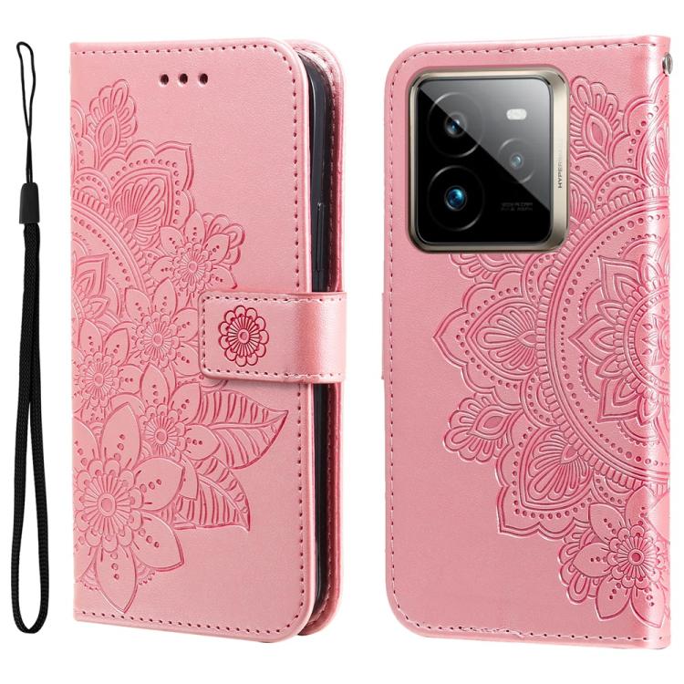 Seven-petal Flowers Embossing Leather Phone Case, For Realme 14 Global, For Realme 14 Pro+ Global, For Realme 14 Pro Global, For Realme GT 7 Pro