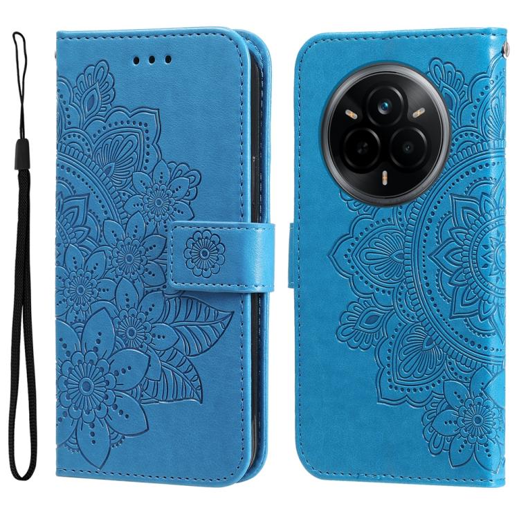 Seven-petal Flowers Embossing Leather Phone Case, For Realme 14 Global, For Realme 14 Pro+ Global, For Realme 14 Pro Global, For Realme GT 7 Pro