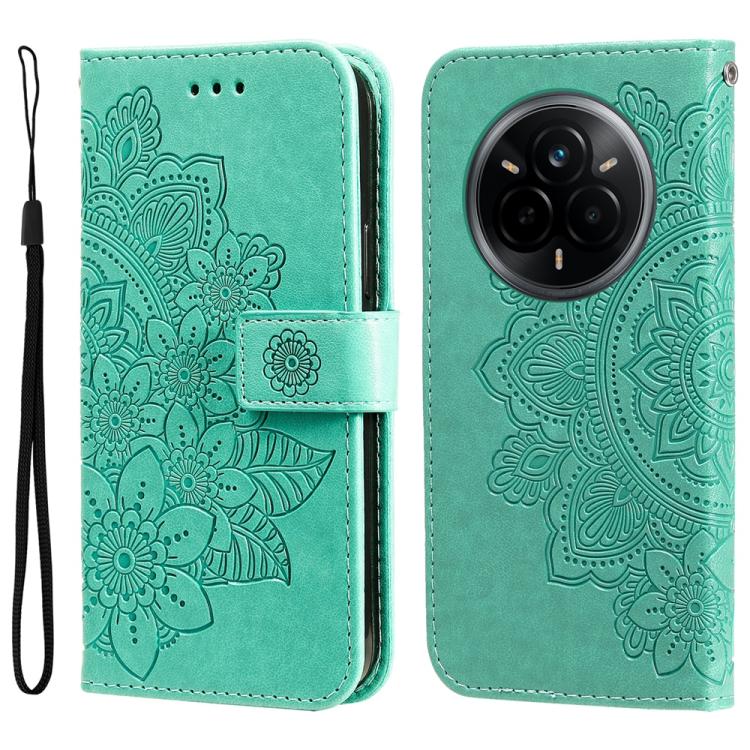 Seven-petal Flowers Embossing Leather Phone Case, For Realme 14 Global, For Realme 14 Pro+ Global, For Realme 14 Pro Global, For Realme GT 7 Pro