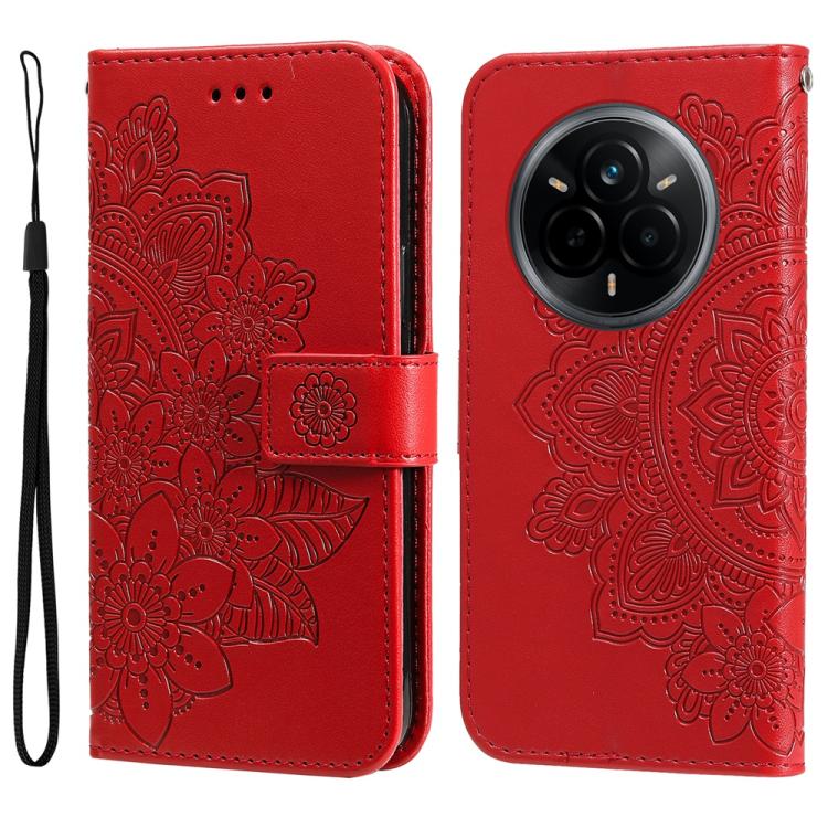 Seven-petal Flowers Embossing Leather Phone Case, For Realme 14 Global, For Realme 14 Pro+ Global, For Realme 14 Pro Global, For Realme GT 7 Pro
