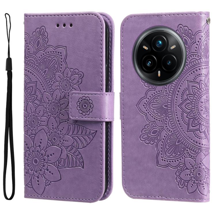 Seven-petal Flowers Embossing Leather Phone Case, For Realme 14 Global, For Realme 14 Pro+ Global, For Realme 14 Pro Global, For Realme GT 7 Pro