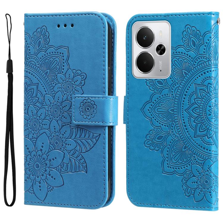 Seven-petal Flowers Embossing Leather Phone Case, For Realme 14 Global, For Realme 14 Pro+ Global, For Realme 14 Pro Global, For Realme GT 7 Pro