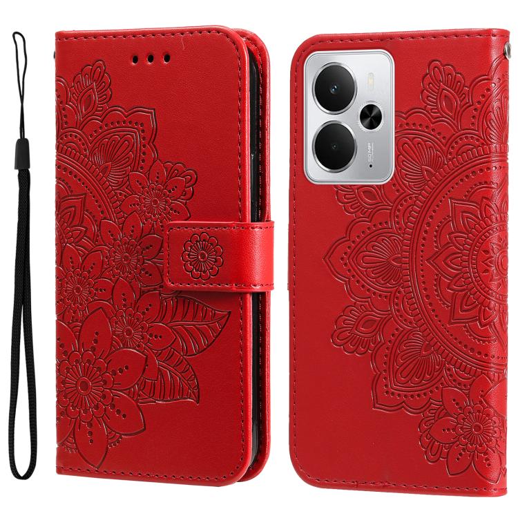 Seven-petal Flowers Embossing Leather Phone Case, For Realme 14 Global, For Realme 14 Pro+ Global, For Realme 14 Pro Global, For Realme GT 7 Pro