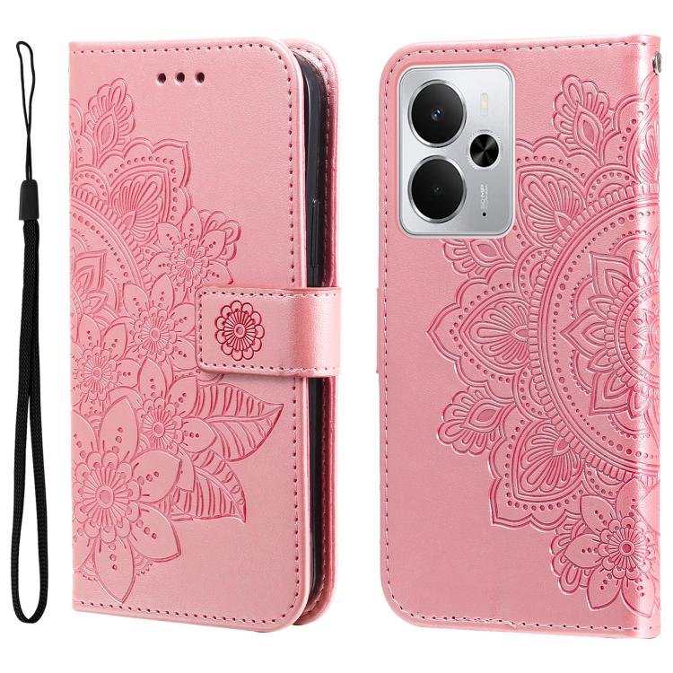 Seven-petal Flowers Embossing Leather Phone Case, For Realme 14 Global, For Realme 14 Pro+ Global, For Realme 14 Pro Global, For Realme GT 7 Pro