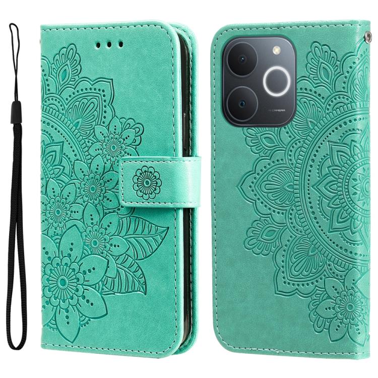 Seven-petal Flowers Embossing Leather Phone Case, For Realme 15T 5G, For Realme Narzo 80 Lite 4G / C71 India, For Realme 15 5G / Realme 15 Pro 5G, For Realme C71 4G / C75 4G / 5G / 14x