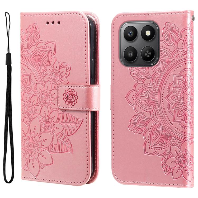 Seven-petal Flowers Embossing Leather Phone Case, For Realme 15T 5G, For Realme Narzo 80 Lite 4G / C71 India, For Realme 15 5G / Realme 15 Pro 5G, For Realme C71 4G / C75 4G / 5G / 14x