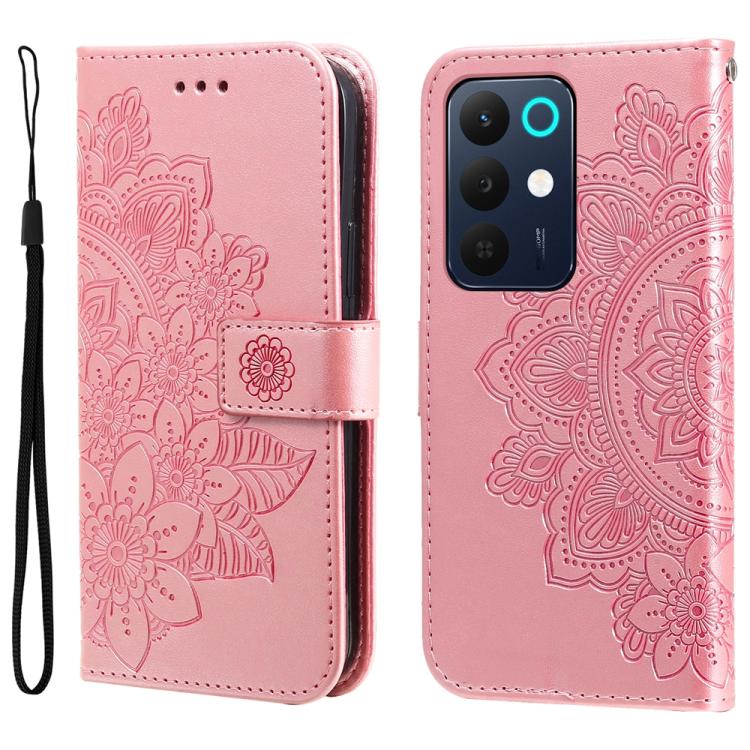Seven-petal Flowers Embossing Leather Phone Case, For Realme 16 Pro+ 5G, For Realme 16 Pro 5G, For Realme 15x 5G India / Realme C85 5G, For Realme C85 Pro 4G
