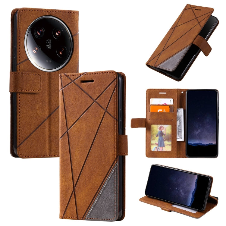 Skin Feel Splicing Leather Phone Case, For Xiaomi 14 Ultra, For Xiaomi 14 Pro, For Xiaomi 14, For Xiaomi Redmi Note 13 5G