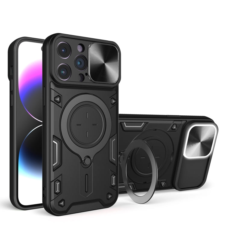 CD Texture Sliding Camshield Magnetic Holder Phone Case, For iPhone 14 Pro Max, For iPhone 13 Pro Max, For iPhone 13 Pro, For iPhone 13