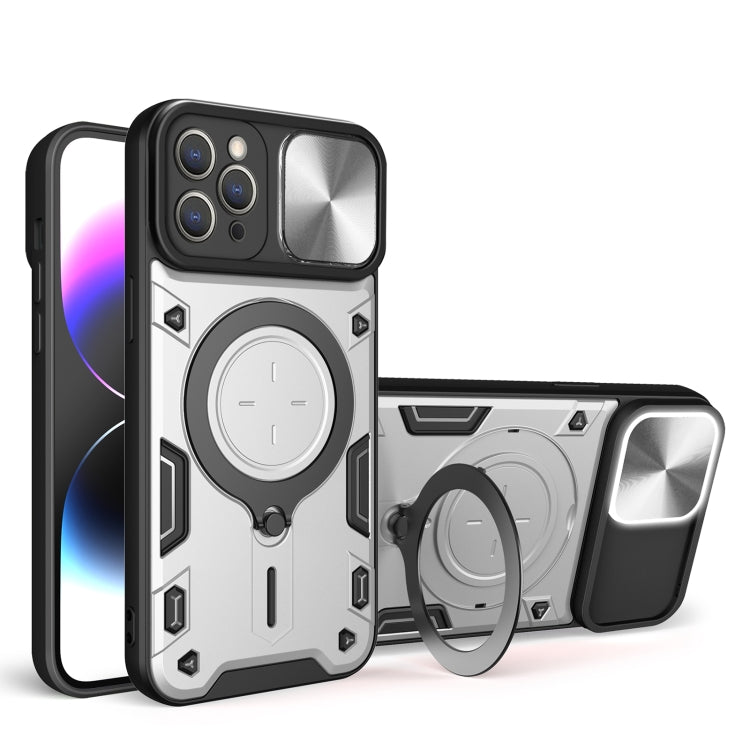 CD Texture Sliding Camshield Magnetic Holder Phone Case, For iPhone 14 Pro Max, For iPhone 13 Pro Max, For iPhone 13 Pro, For iPhone 13