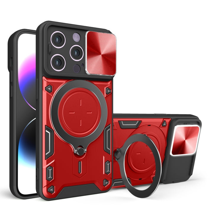 CD Texture Sliding CamShield Magnetic Holder Phone Case – iPhone 16 Pro, 16 Plus, 16 & 15 Pro Max