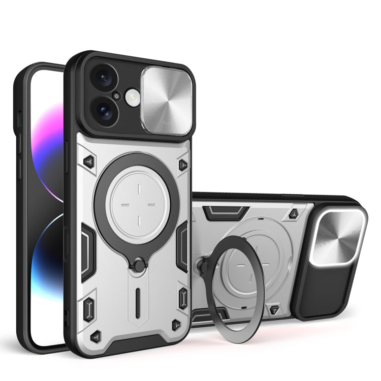 CD Texture Sliding CamShield Magnetic Holder Phone Case – iPhone 16 Pro, 16 Plus, 16 & 15 Pro Max