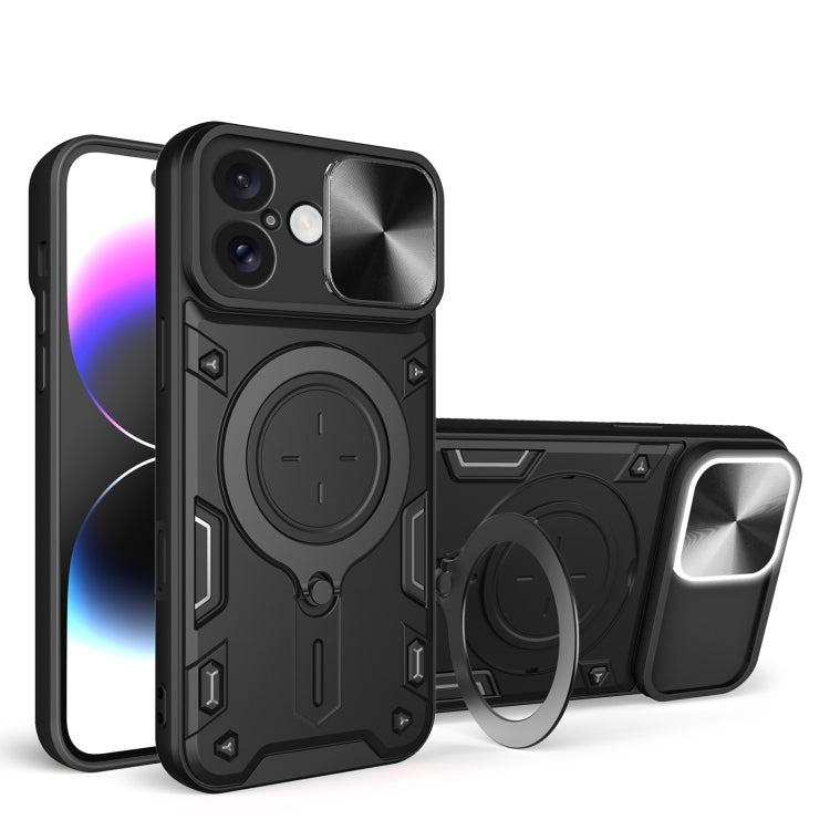CD Texture Sliding CamShield Magnetic Holder Phone Case – iPhone 16 Pro, 16 Plus, 16 & 15 Pro Max