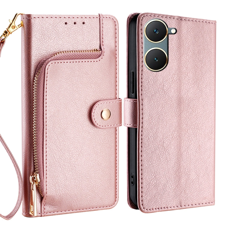 Zipper Bag Leather Phone Case, For vivo Y38 5G / T3x Global, For vivo V30e 5G Global, For vivo iQOO Z9x 5G, For vivo iQOO Z9 Turbo, For vivo Y03 4G, For vivo Y100 5G IDN