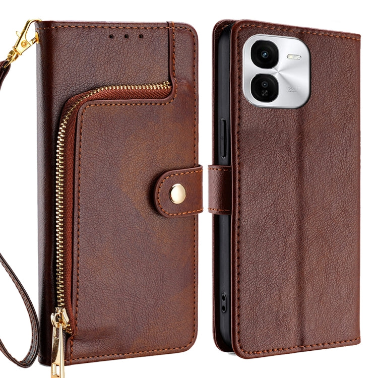 Zipper Bag Leather Phone Case, For vivo Y38 5G / T3x Global, For vivo V30e 5G Global, For vivo iQOO Z9x 5G, For vivo iQOO Z9 Turbo, For vivo Y03 4G, For vivo Y100 5G IDN