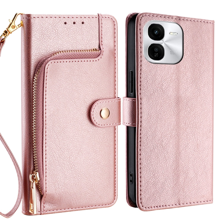 Zipper Bag Leather Phone Case, For vivo Y38 5G / T3x Global, For vivo V30e 5G Global, For vivo iQOO Z9x 5G, For vivo iQOO Z9 Turbo, For vivo Y03 4G, For vivo Y100 5G IDN