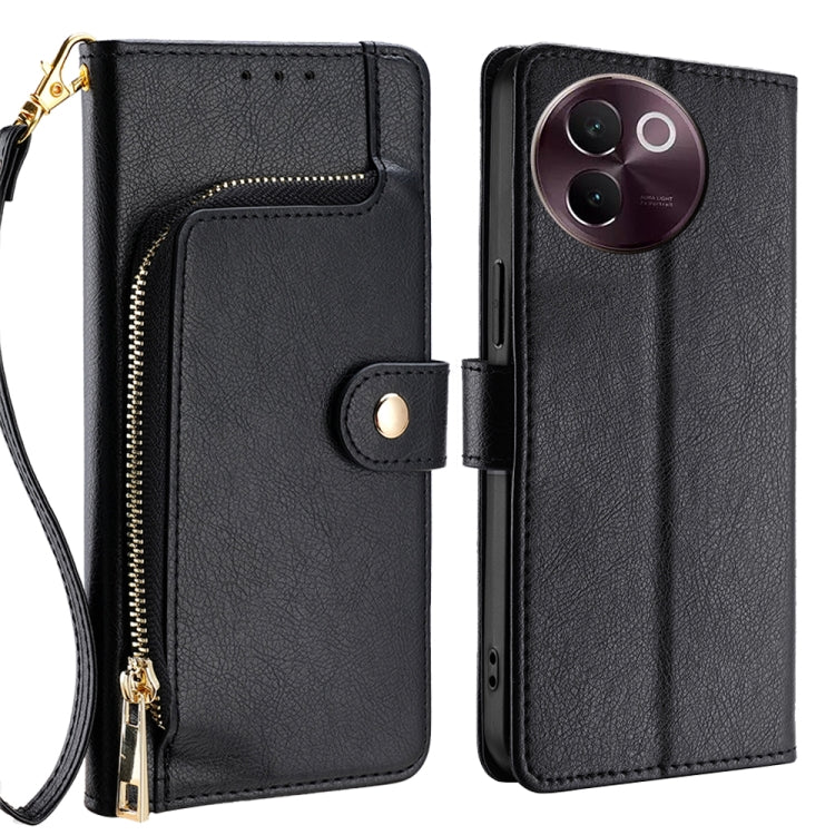 Zipper Bag Leather Phone Case, For vivo Y38 5G / T3x Global, For vivo V30e 5G Global, For vivo iQOO Z9x 5G, For vivo iQOO Z9 Turbo, For vivo Y03 4G, For vivo Y100 5G IDN