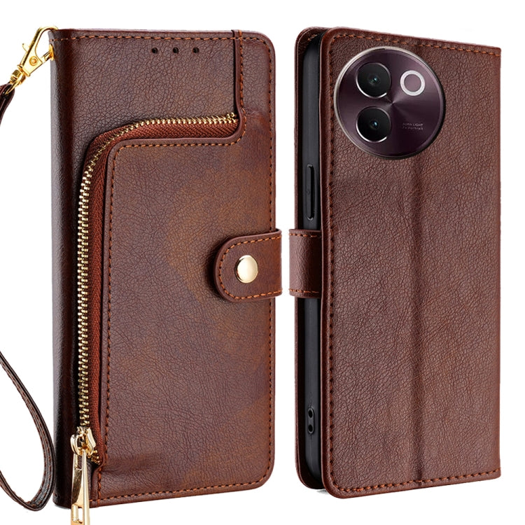 Zipper Bag Leather Phone Case, For vivo Y38 5G / T3x Global, For vivo V30e 5G Global, For vivo iQOO Z9x 5G, For vivo iQOO Z9 Turbo, For vivo Y03 4G, For vivo Y100 5G IDN