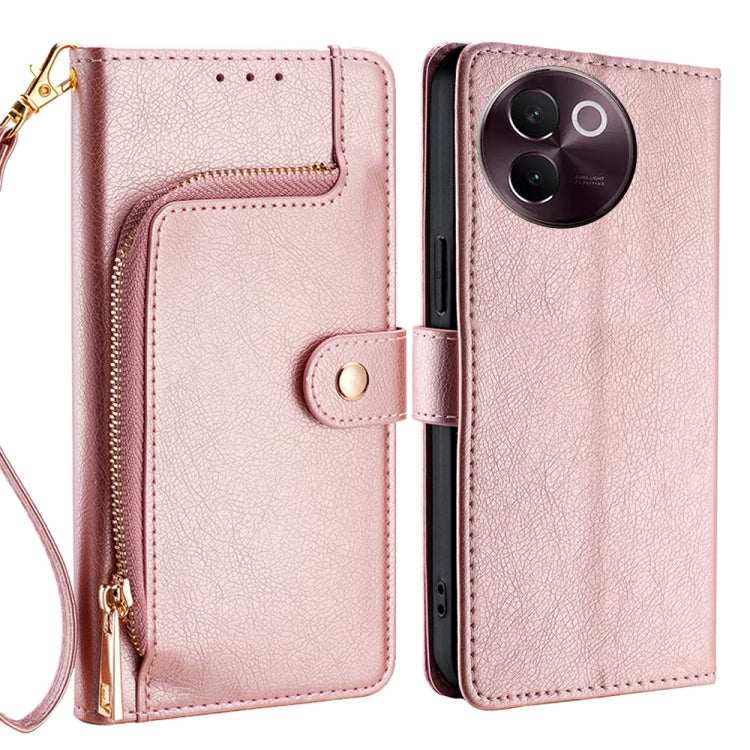 Zipper Bag Leather Phone Case, For vivo Y38 5G / T3x Global, For vivo V30e 5G Global, For vivo iQOO Z9x 5G, For vivo iQOO Z9 Turbo, For vivo Y03 4G, For vivo Y100 5G IDN
