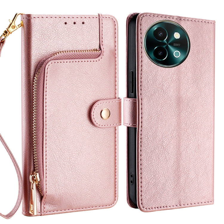 Zipper Bag Leather Phone Case, For vivo Y38 5G / T3x Global, For vivo V30e 5G Global, For vivo iQOO Z9x 5G, For vivo iQOO Z9 Turbo, For vivo Y03 4G, For vivo Y100 5G IDN