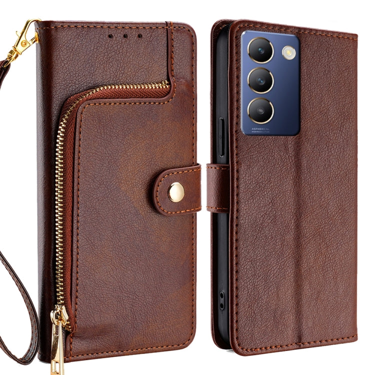 Zipper Bag Leather Phone Case, For vivo Y38 5G / T3x Global, For vivo V30e 5G Global, For vivo iQOO Z9x 5G, For vivo iQOO Z9 Turbo, For vivo Y03 4G, For vivo Y100 5G IDN