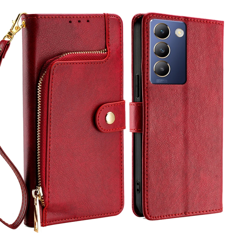Zipper Bag Leather Phone Case, For vivo Y38 5G / T3x Global, For vivo V30e 5G Global, For vivo iQOO Z9x 5G, For vivo iQOO Z9 Turbo, For vivo Y03 4G, For vivo Y100 5G IDN