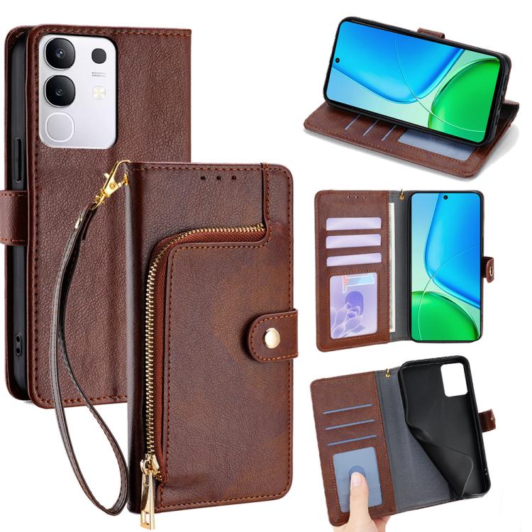 Zipper Bag Leather Phone Case, For vivo V60 5G Global, For vivo X200s 5G, For vivo Y39 5G Global, For vivo V50 Lite 5G, For vivo Y29s 5G / Y04 4G, For vivo Y29 4G Global