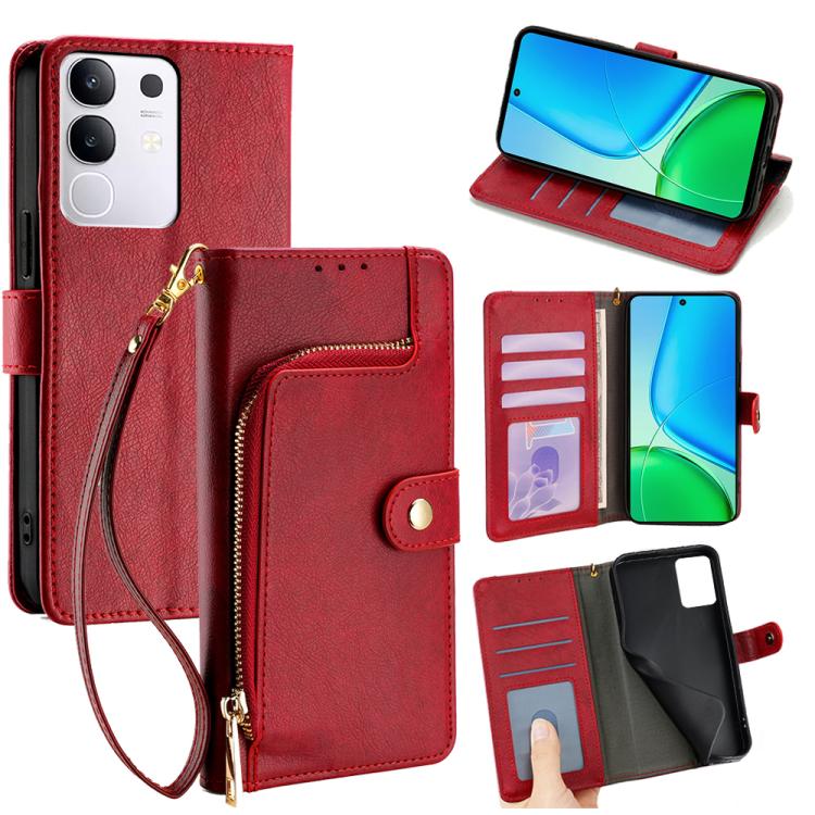 Zipper Bag Leather Phone Case, For vivo V60 5G Global, For vivo X200s 5G, For vivo Y39 5G Global, For vivo V50 Lite 5G, For vivo Y29s 5G / Y04 4G, For vivo Y29 4G Global
