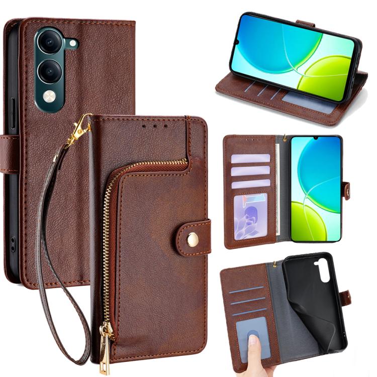 Zipper Bag Leather Phone Case, For vivo V60 5G Global, For vivo X200s 5G, For vivo Y39 5G Global, For vivo V50 Lite 5G, For vivo Y29s 5G / Y04 4G, For vivo Y29 4G Global