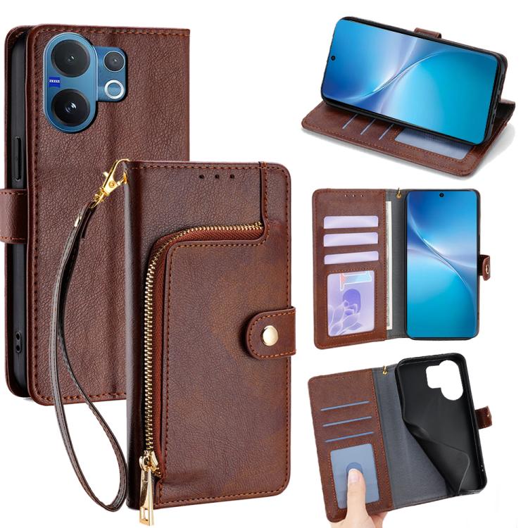 Zipper Bag Leather Phone Case, For vivo V60 5G Global, For vivo X200s 5G, For vivo Y39 5G Global, For vivo V50 Lite 5G, For vivo Y29s 5G / Y04 4G, For vivo Y29 4G Global