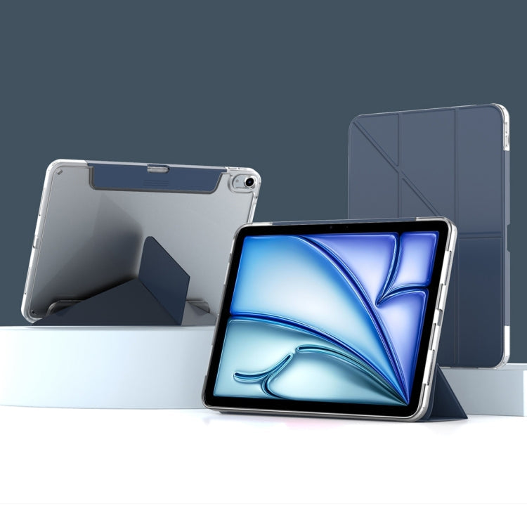 For iPad Air 11 2026 / 2025 / 2024 Mutural Deformation Stand Smart Leather Tablet Case(Dark Blue)