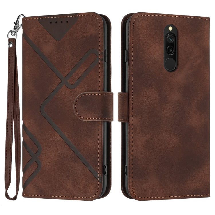 Line Pattern Skin Feel Leather Phone Case, For Xiaomi Redmi Note 9 Pro, For Xiaomi Redmi Note 8T, For Xiaomi Redmi 8, For Xiaomi Redmi Note 8
