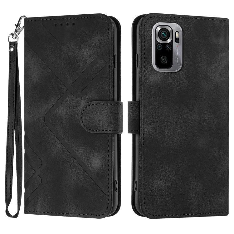 Line Pattern Skin Feel Leather Phone Case, For Xiaomi Poco M5, For Xiaomi Poco M5s 4G Global, For Xiaomi Redmi Note 11 Pro 4G/5G Global, For Xiaomi Redmi Note 11SE 4G India