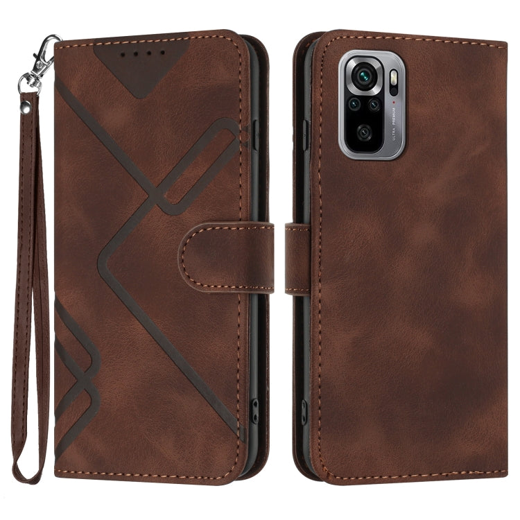 Line Pattern Skin Feel Leather Phone Case, For Xiaomi Poco M5, For Xiaomi Poco M5s 4G Global, For Xiaomi Redmi Note 11 Pro 4G/5G Global, For Xiaomi Redmi Note 11SE 4G India