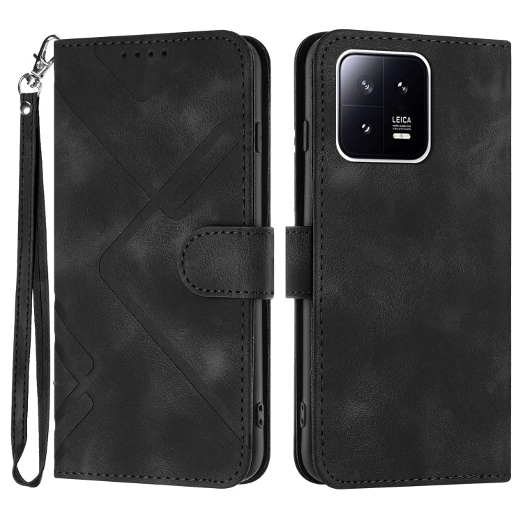 Line Pattern Skin Feel Leather Phone Case, For Xiaomi Redmi Note 12 4G Global, For Xiaomi Redmi Note 12 Pro+ 4G/5G Global, For Xiaomi Redmi Note 12 5G Global, For Xiaomi 13 Pro